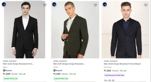 Image of PARK AVENUE Men's Blazers at minimum 75% Discount