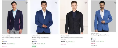 Image of Park Avenue Men's Readymade Blazers at minimum 60% Discount