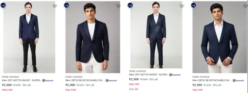 Image of PARK AVENUE Men's Readymade Suits at minimum 70% Discount