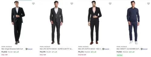 Image of Park Avenue Men's Readymade Suits upto 60% Discount
