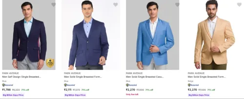 Image of PARK AVENUE Men's Readymade Blazers at minimum 70% Discount