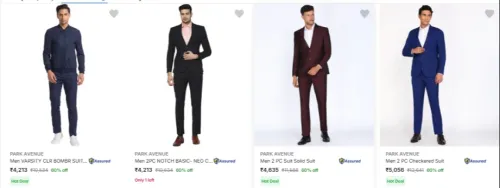Image of Park Avenue Men's Readymade Suits at Minimum 60% Discount