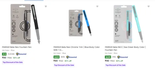 Image of Parker Fountain Pens starting @ ₹90