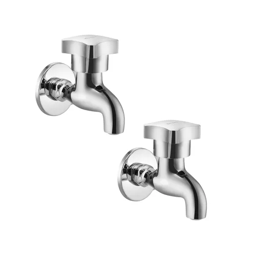 Image of Parryware Jade Bib Cock with Wall Flange (Pack of 2) | Brass with Chrome Finish