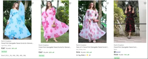 Image of Parth Creation Women's Kurtas upto 85% Discount