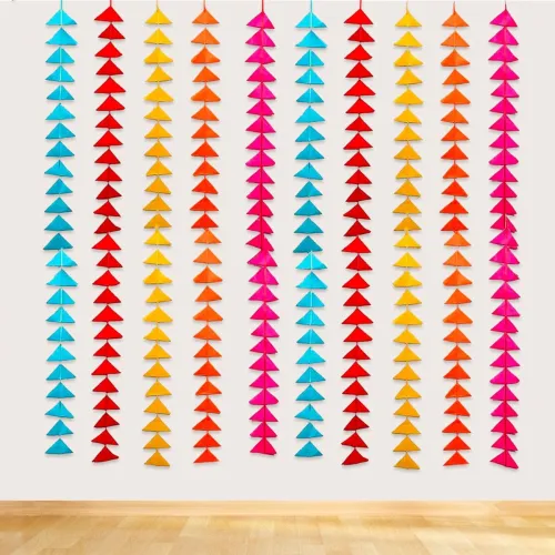 Image of Party Propz Triangle Hangings for Decoration - 10pcs, 4.5ft Haldi Decorations Items for Home Decor, Door Hanging Decorat