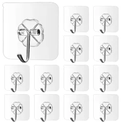 Party Propz Self Adhesive Wall Hooks – Set of 10 Pcs | Wall Hooks for Hanging Without Drill | Stick On Hooks | Hanger Sticker Hook | Walls Hook Sticker | Wall Clips | Wall Mounted Sticker Ho...