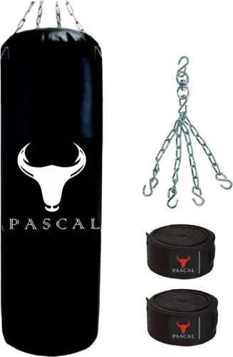 Image of Pascal Unfilled Heavy Premium Boxing Bag with Boxing Hand Wrap with Chain Hanging Bag Hanging Bag (3 Feet, 36 inch)