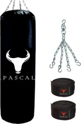 Pascal Unfilled Heavy Premium Boxing Bag with Boxing Hand Wrap with Chain Hanging Bag Hanging Bag (3 Feet, 36 inch)