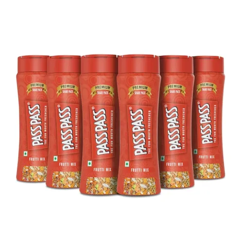 Image of Pass Pass Frutti Mix Dried Fruit Based Mouth Freshener, High in Fibre & Anti-Oxidants, Pack of 6-115g Each