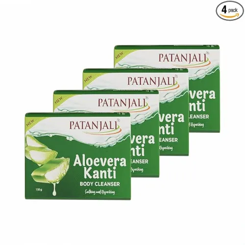 Image of Patanjali Aloe Vera Kanti Body Cleanser Soap (150g, Pack of 4)