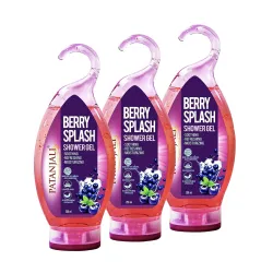 Patanjali Berry Splash Shower Gel with Aloe Vera 250ml (Pack of 3), for Refreshing Cleanse and Skin Hydration with Natural Ingredients