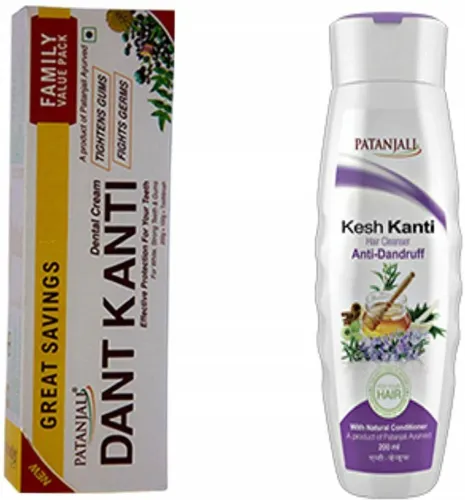 Image of Patanjali Dantkanti Toothpaste + Anti-Dandruff Shampoo Combo