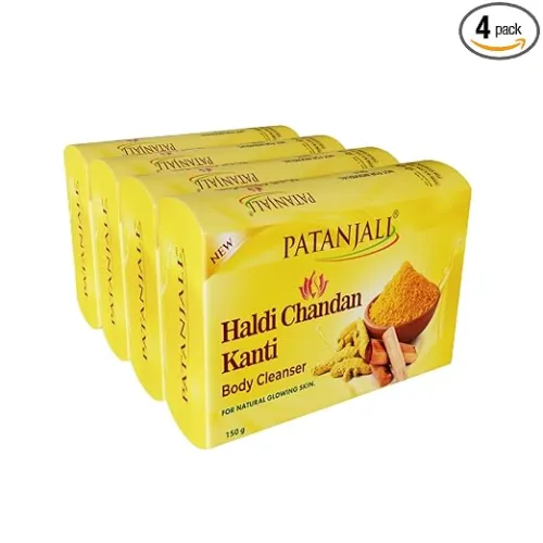Image of Patanjali Haldi Chandan Kanti Body Cleanser Soap (150g, Pack of 4)