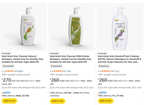 Image of Patanjali Kesh Kanti Hair Cleanser Upto 60% off 