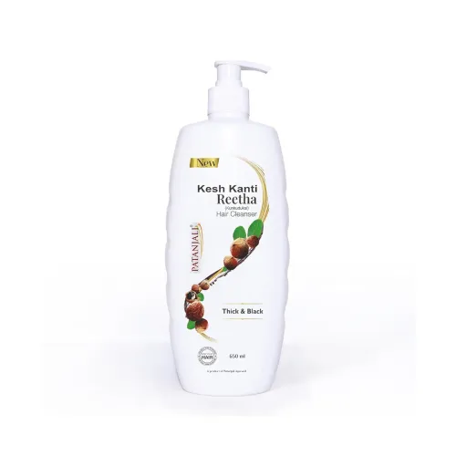 Image of Patanjali Kesh Kanti Reetha Hair Cleanser 650 Ml, Natural Shampoo for Thick & Black Hairs, Scalp Cleansers for Men and W