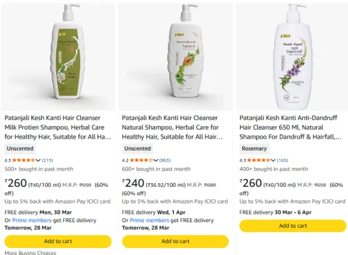 Image of Patanjali Shampoo @ Flat 60% Discount
