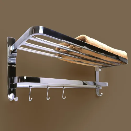 Image of Pathavi Stainless Steel Towel Rack for Bathroom – Wall Mounted, Rust-Resistant Towel Bar for Bath & Kitchen – Space Savi