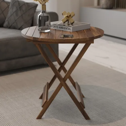 Image of Patio Folding Coffee Table/Tea Table,Outdoor Wooden Square Portable End Table/Picnic Table for Camping