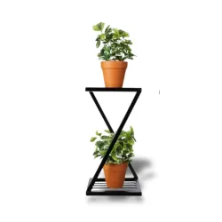 Patio Planet  Metal Stylish New Z Shape X Shape Metal Planters Stand | Black Stand Strong legs Perfect Stand For Planter