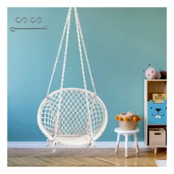 Patiofy Swing For Adults/ Swing For Balcony/ Swing Chair/ Cotton Round Swing For Home/ Swing For Indoor&Outdoor/ Wooden 