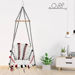 Patiofy D-Shape Cotton Rope Swing Chair