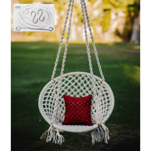 Image of Patiofy Made in India Large Size Swing Chair/with Free Complete Hanging Kit Hanging Chair Handmade 100% Cotton for Comfo