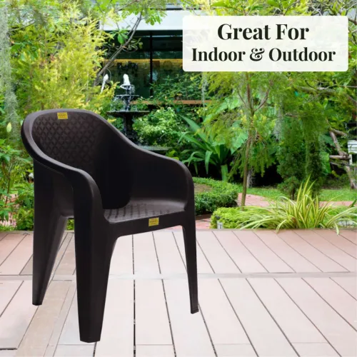 Image of Patiofy Brown Plastic Arm Chair Pre-Assembled