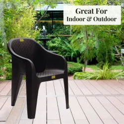 Patiofy Brown Plastic Arm Chair Pre-Assembled