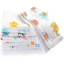 PAXCOO 2 pc Baby Muslin Washcloths,100% Cotton Face Towels