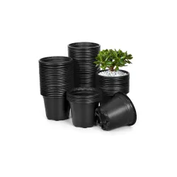 Pcs of 4 Inch Round Black Plastic Flower Pots for Indoor Plants Small Heavy Duty for Gardening, Balcony, Garden Flowers,