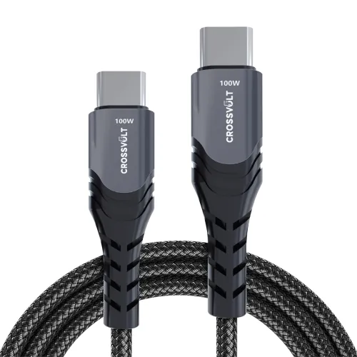 Image of PD 100W Type-C to Type-C Cable Fast Charging & Data Sync, 480mbps, Braided Cord, compatible for Apple MacBook Pro, Pixel