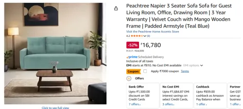 Image of Peachtree Napier 3 Seater Sofa