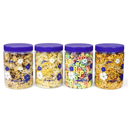 Image of PEARLPET Blossom Jar Plastic Containers for Kitchen 1100ml (Set of 4)
