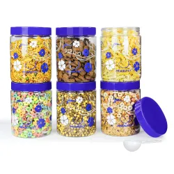 PEARLPET Blossom Jar Plastic Containers 1500ml (Set of 6)