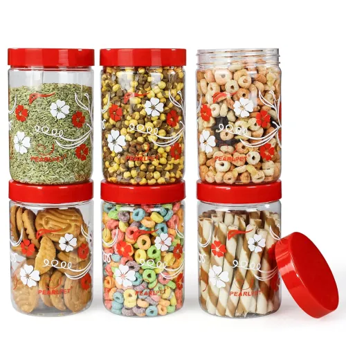 Image of PEARLPET Blossom Jar Plastic Containers 800ml (Set of 6) Red