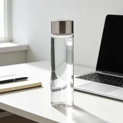 PEARLPET 1000ml BPA-Free PET Water Bottle with Stainless Steel Cap – Lightweight, Leak-Proof, Transparent Reusable Bottle for Gym, Office, School & Travel
