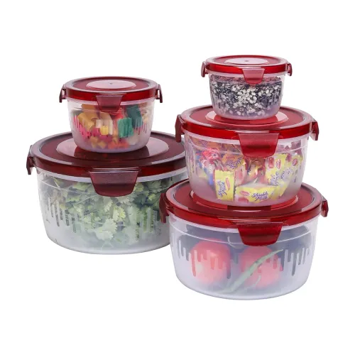 Image of PEARLPET PP Container Circular Plastic Food Storage Container with Air Tight Lid | Fridge & Freezer Dabba Containers, Fr