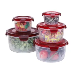 PEARLPET PP Container Circular Plastic Food Storage Container with Air Tight Lid | Fridge & Freezer Dabba Containers, Fr