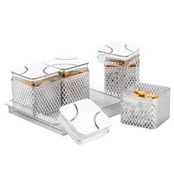 PEARLPET Fiesta Air-Tight Dry Fruit Container Tray Set With Lid & Serving Tray