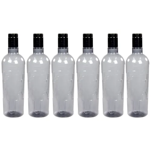 Image of PEARLPET Nira Plastic Water Bottle Set of 6 Pcs, Each 1000ml, Grey