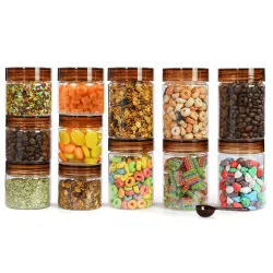PEARLPET Plastic Container Set with Spoons - (200ml-6pcs, 300ml-6pcs) set of 12