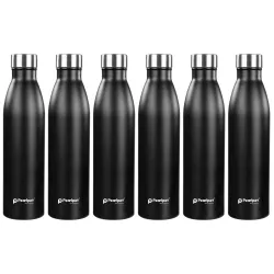 PEARLPET S10 Stainless Steel Single Wall Water Bottle 1000ml-6pcs Black