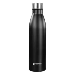 PEARLPET S10 Stainless Steel Single Wall Water Bottle, Light Weighted Leak-Proof Use for Office, School, Outdoor & Gym, 1000ml- Full Black