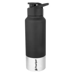 PEARLPET Sportskool Round Stainless Steel Single Wall Water Bottle 750ml | Leakproof, Durable, Reusable | For Gym, Schoo