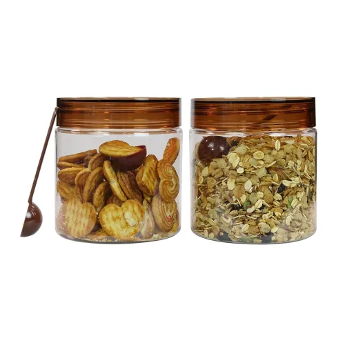 Image of PEARLPET Tiffany Plastic Kitchen Containers (750ml, Brown, 2-Pack)
