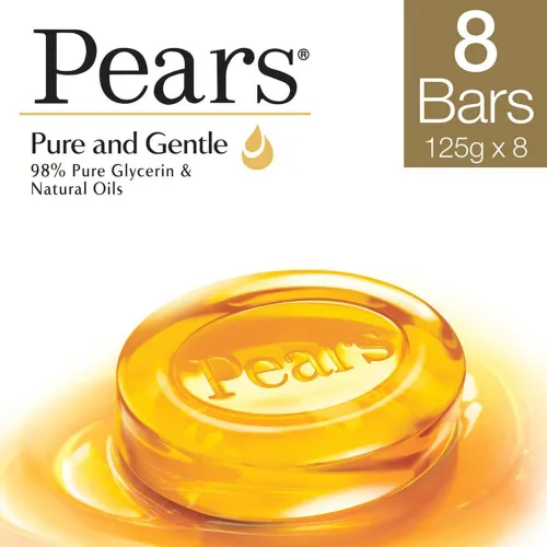 Image of Pears Pure & Gentle Bar, Paraben-Free For Soft Skin  (8 x 125 g)