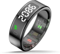 pebble pebble Halo | Display, Gesture Controls, Health Tracker & Sleek Design Smart Ring (8, Black)