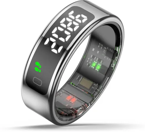 Image of Pebble Halo Smart Ring – Size 8, Silver