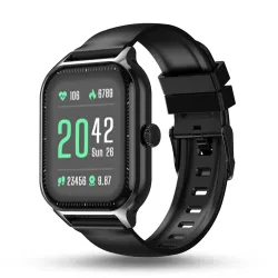 Pebble Elevate 1.99\' (5.05 cm) Infinite Display, BT Calling, Health Suite, Multi Sports Mode, Multiple Watch Faces, AI Voice Assistance, Sleep Monitor, Alarm & Notification - Jet Black